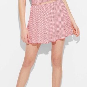 Wild Fable Red & White Gingham Mini Skort Swing Skirt with Built-In Shorts, Med